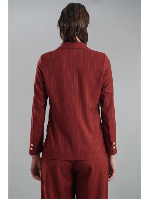 Giacca gessata Manuela Riva | GC08/904COGNAC